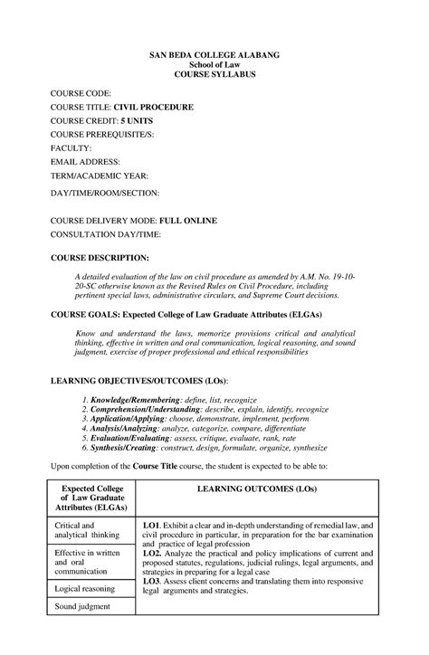 San Beda College Alabang: Law courses offered .